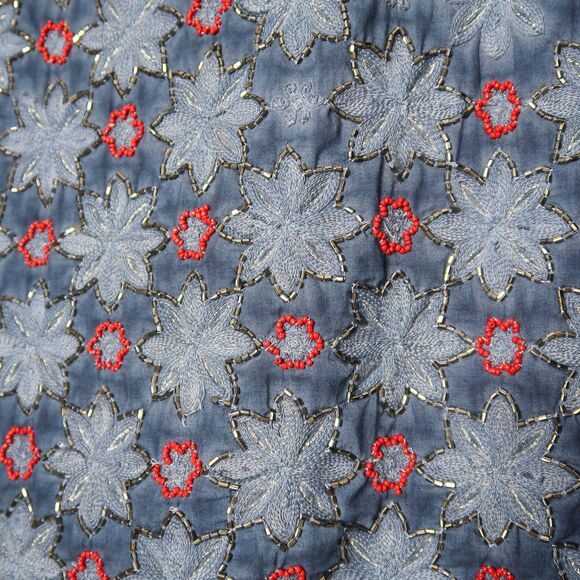 Lucky Brand Womens Tank Top Size‎ Large Blue Red Embellished Beaded Floral USA - Picture 8 of 9